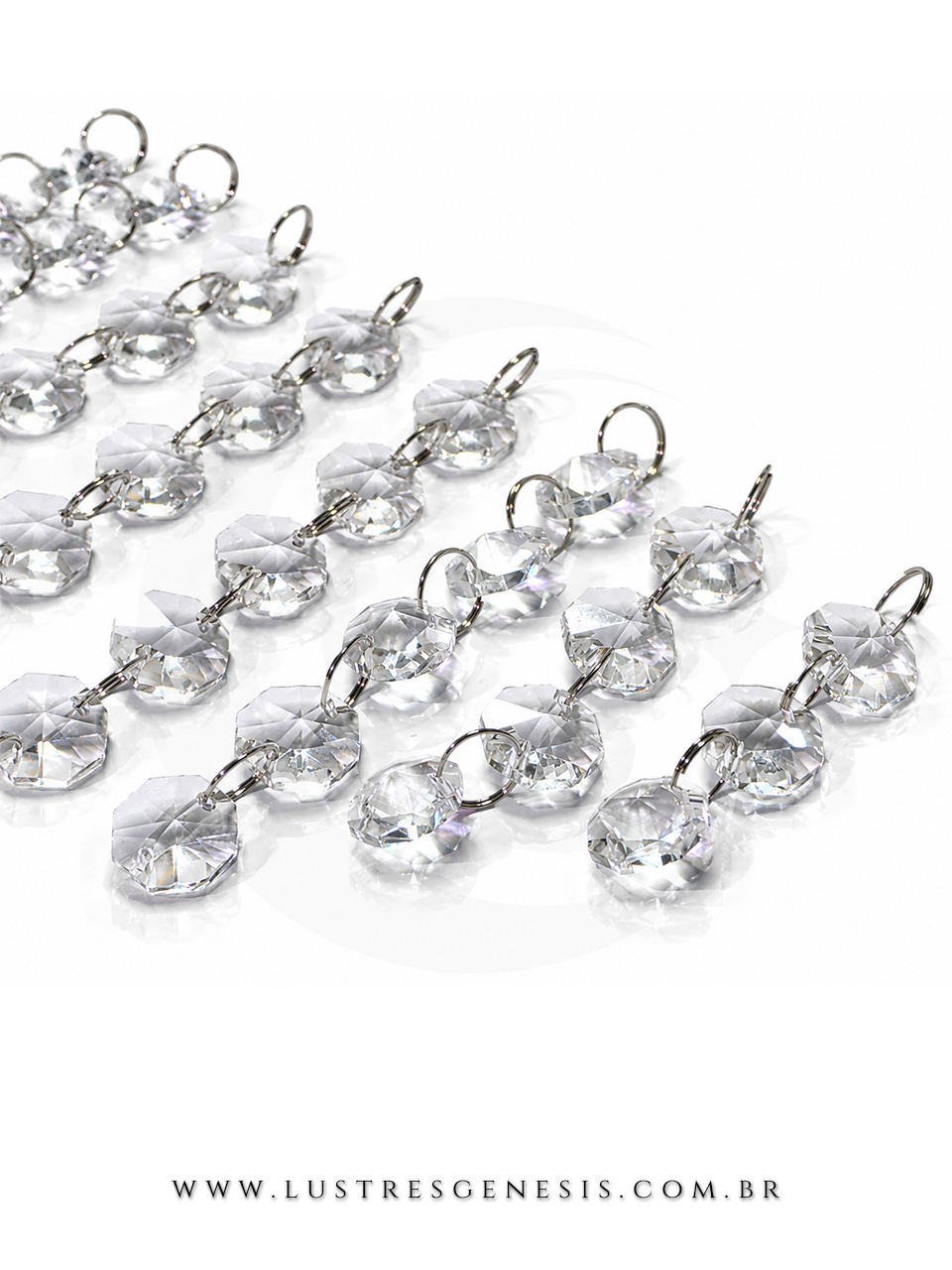 Corrente de cristal K9 castanha transparente multifacetada de 14mm para lustres, artesanato e Feng-Shui.